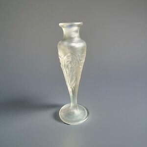 Art Nouveau Satin Glass Nude Dancing Women Bud Vase c.1900 European Figural 5"